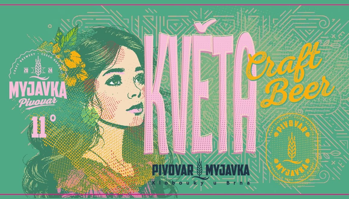 Etiketa piva Květa 11°